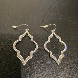 Silver-Tone Open Quatrefoil Drop Earrings